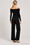 Open Shoulder Tie-Up Modal Suit Lby0105 Black - 7