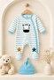 Zebra Patterned 100% Cotton Baby Romper Set with Hat and Booties - 4 Pieces - 3