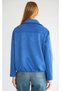 Women's Comfortable Fit Short Pocket Suede Coat Saks Blue - 4