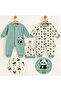 100% Cotton Newborn Panda Patterned 2-Piece Jumpsuit and Beanie Set