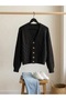 Women's Braided V-Neck Buttoned Cardigan - 2