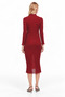 Burgundy High Neck Long Sleeve Midi Dress - 3