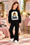 Winter, Spring, and Autumn Girls' Black Spanish Flared Bottoms and Black Sweat Top