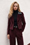 Slim Fit Velvet Jacket - Burgundy - 2