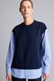 Regular Fit Crew Neck Shirt with Garnished Stripes Sweatshirt Tunic I1465Ax26Au