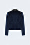Slim Fit Velvet Jacket - Navy Blue - 5