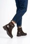 Feran Side Buckle Croka Detail Women's Boots Brown Croka - 5