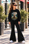 Winter, Spring, and Autumn Girls' Black Spanish Flared Bottoms and Black Sweat Top
