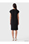 Two Mt Shop Quality Lcw Everyday Black Diving Fabric Plain Oversize Oval Neck Midi Dress - 4