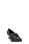 Black Leather Round Toe Short Heeled Women's Shoes (050 2604201) - 2