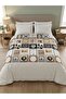 Makiteks Double 200X220+2*(50X70) Duvet Cover Set Home Sweet Home Patchwork Rustic Deer and Heart Patterned White