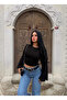 Black Carmen Draped Blouse - 2