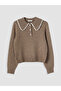 Esvab • Modern & Distinctive Bebe Roba Collar Wool Blend Women's Knitwear Sweater - 6