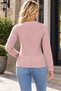 Women's Round Neck Long Sleeve Geometric Knit Patterned Stylish Comfortable Fit Soft Textured Daily Powder Knitwear Sweater - 3
