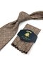 Beige Motif Patterned Classic Tie with Handkerchief Kk13999 - 2
