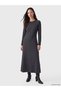 Two Mt Shop Quality Lcw Everyday Gray Interlock Plain Narrow & Slim Oval Neck Midi Dress