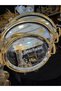 3-Piece Large Size 18/10 Stainless Steel Silver Micron Coating Gold Detail Multi-Purpose Tray Set - 5