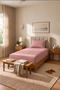 Single Cotton Combed Breathable Fabric Elastic Bed Sheet 1 Piece Pillowcase Gift Powder - 4