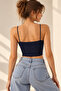 Women's Navy Blue Rope Strap Double Layered Bustier - 4