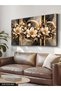 Golden Sparkling Marble Patterned Flower One Piece Canvas - Canvas Art Print