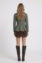 Women's Knitwear Cardigan with Floral Accessories and Metal Buttons and Ruffle Skirt - 4