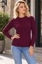 Women's Round Neck Long Sleeve Geometric Knit Patterned Stylish Comfortable Fit Soft Textured Casual Burgundy Knitwear Sweater - 7