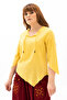 Three Quarter Sleeve Large Size Seersucker Rodos Summer Blouse Yellow Yellow - 4