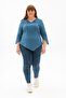 Truvakar Sleeve Large Size Gofre Rodos Summer Blouse Indigo Indg - 4