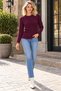 Women's Round Neck Long Sleeve Geometric Knit Patterned Stylish Comfortable Fit Soft Textured Casual Burgundy Knitwear Sweater - 5
