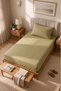 Single Cotton Combed Breathable Fabric Elastic Bed Sheet 1 Piece Pillowcase Gift Green - 2