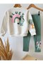 Bluey Printed Sweatshirt and Ribbed Leggings Pants Set Casual Sports Combination - 4