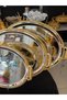 3-Piece Large Size 18/10 Stainless Steel Silver Micron Coating Gold Detail Multi-Purpose Tray Set - 3