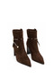 Genuine Leather Pointed Toe Women's Boots 381 Brown Suede - 2
