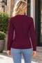 Women's Round Neck Long Sleeve Geometric Knit Patterned Stylish Comfortable Fit Soft Textured Casual Burgundy Knitwear Sweater - 3