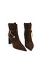 Genuine Leather Pointed Toe Women's Boots 381 Brown Suede - 4