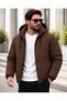 Water and Windproof Men's Black Hooded Quilted Lined Winter Coat