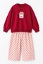 Girl's 2-Piece Set with Jar Print Sweatshirt and Checkered Pants - Red - 3