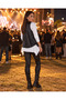 Women's Long Sleeve Asymmetrical Viscose Blouse Black Zippered Leather Look Vest Double Set