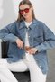 Double Pocket Oversize Denim Ice Blue Women's Jacket 694 - 3
