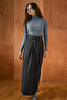 Double Belted Denim Skirt Black