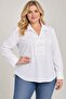 Women's White Shirt Collar Pearl Accessory Special Button Detail Long Sleeve Blouse Hzl26S-Zss1145 - 3
