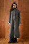 Cape Layered Belted Long Trench Coat Anthracite - 5