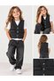 Children's Denim Vest 2 Pockets Buttoned Jean Casual Vest - 3