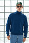 Men's Turtleneck Basic Knitwear Blue Sweater