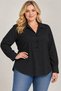 Women's Black Shirt Collar Pearl Accessory Special Button Detail Long Sleeve Blouse Hzl26S-Zss1145 - 4