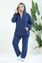 Women's Plus Size Washable 95% Cotton Cardigan Pants Zipper Suit Hooded Embroidered Pocketed - Mother Seasonal - Knitwear Detailed Two-Piece Tracksuit Full Fit - 5