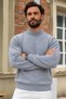 Men's Half Turtleneck Plain Knitwear Gray Sweater - 5