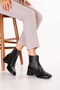 Genuine Leather Short Heeled Office Boots Vdt.77 Black - 6