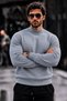 Men's Half-High Collar Gray Sweater - 5
