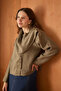 Double-Breasted Collar Button Detailed Blouse Khaki - 5